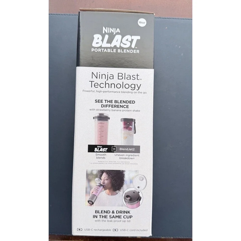 Ninja Blast Portable Personal Blender 18 oz USB-C Rechargeable, Crush Ice